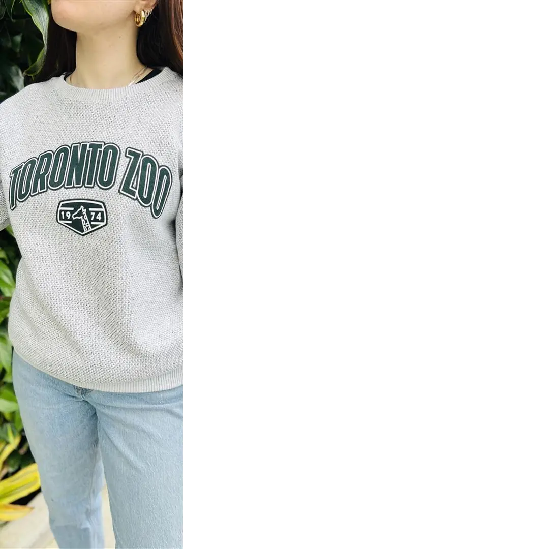 Woman wearing Zoo Sweater